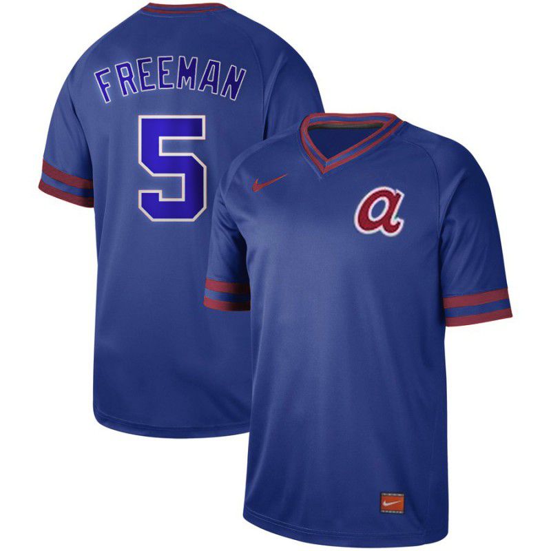 Men Atlanta Braves #5 Freeman Blue Nike Cooperstown Collection Legend V-Neck MLB Jersey